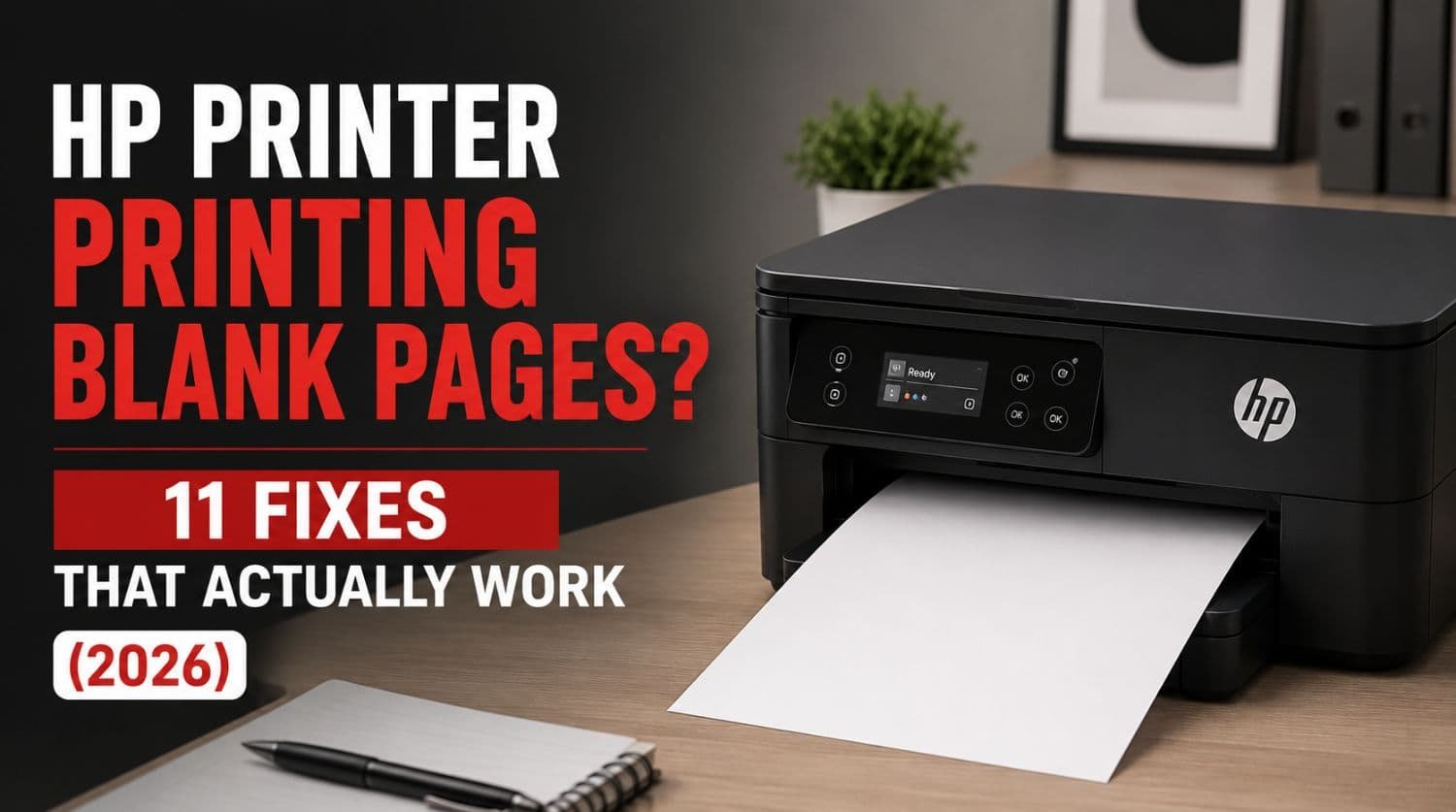 hp printer on table printing blank pages