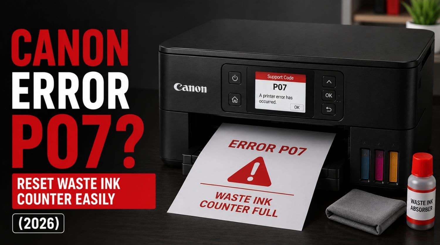 Canon Error P07 Reset Waste Ink Counter Easily (2026)